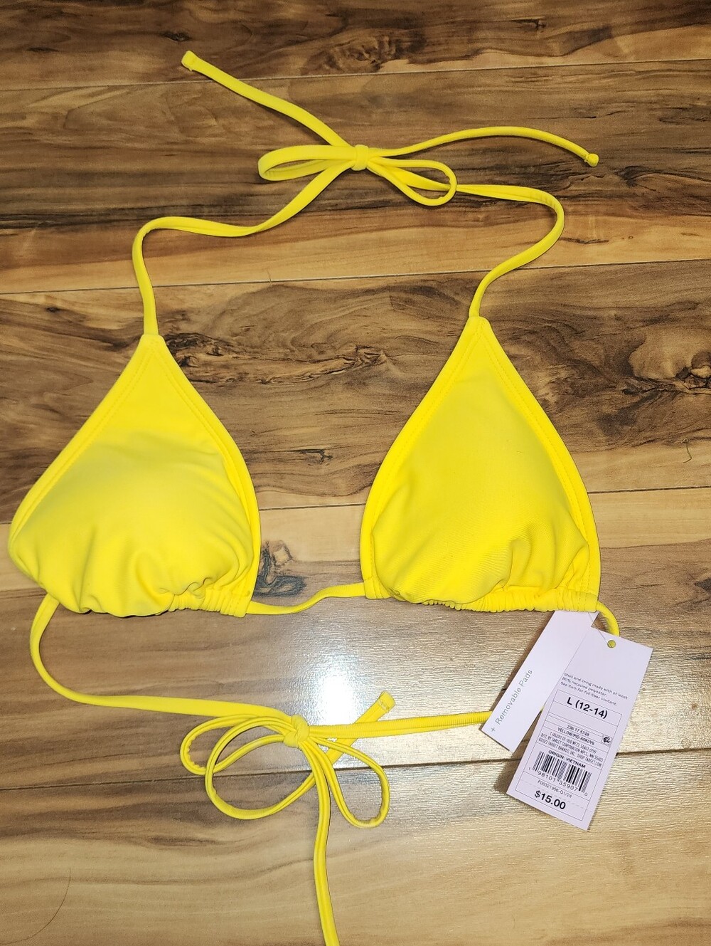 Bright Yellow Triangle Bikini Top Large 12-14 Brand New